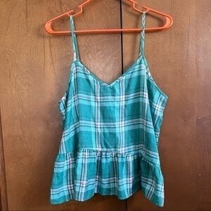 Young Contemporary for Belk Turquoise Plaid Spaghetti Strap Top Girls NWT❤️